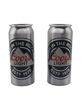 Coors Light Born in the Rockies Aluminum Can Tumblers Set of 2 Beer Drinkware